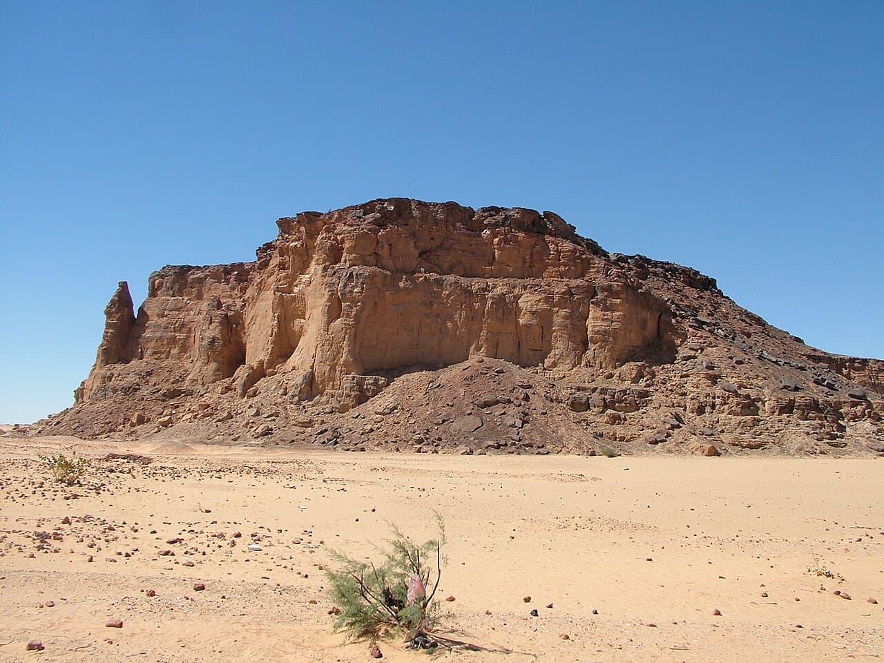 The flat-topped sandstone butte of Jebel Barkal above the Nile